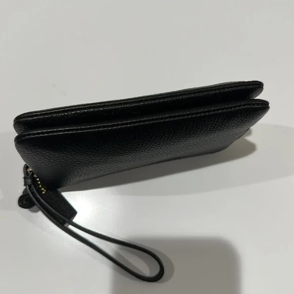 🌸NEW COACH Double Corner Zip Wristlet Black/Gold With Tags. - Picture 6 of 14